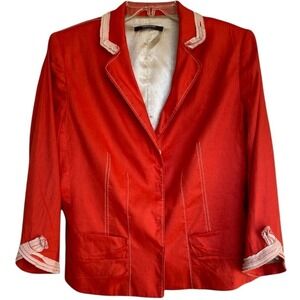 Tahari Red Blazer Jacket Womens Size Small Contrast‎ Stitching women size 12